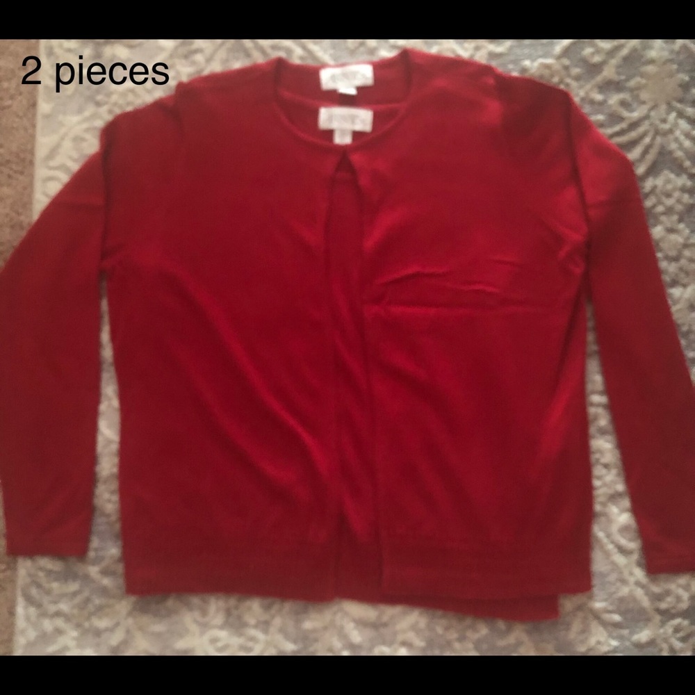 2 pc sweater set with beaded hem